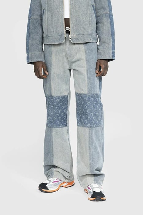 MARINE SERRE – REGENERATED DENIM STRAIGHT LEG PANTS BLUE 1