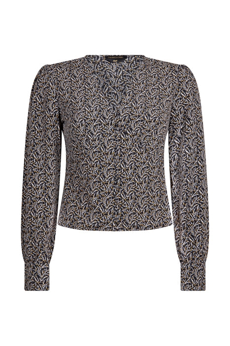 ELIN DITZY FLORAL V-NECK BUTTON BLOUSE WOMEN BLACK/WHITE 2