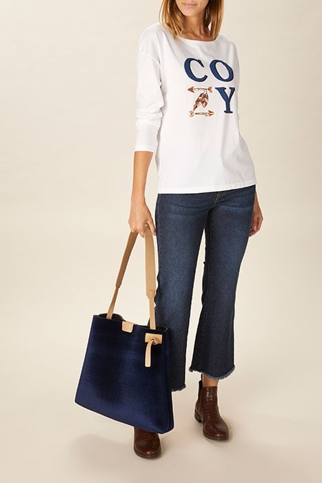 CREW NECK LOOSE TEE LS + DECO WHITE 4