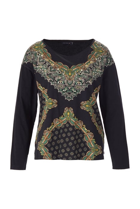 CREW NECK LOOSE TEE LS + DECO BLUE 1