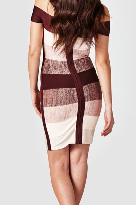 BLISSFUL OMBRE BANDAGE DRESS STRIPES ROSE 6