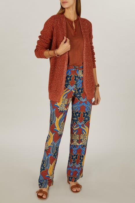 V-NECK LUREX CARDI LS BROWN 3