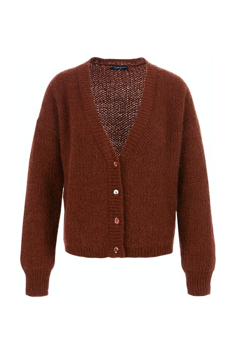 LOOSE V-NECK CARDI LS BROWN 1