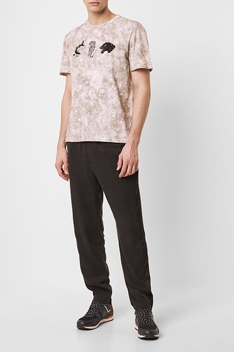 STENCILLED ANIMALS TIE DYE T-SHIRT PEACH COBBLER 2