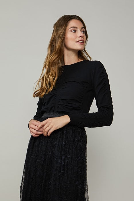 SWEATER WITH GATHERING COTTON ELASTANE KNIT BLACK 4