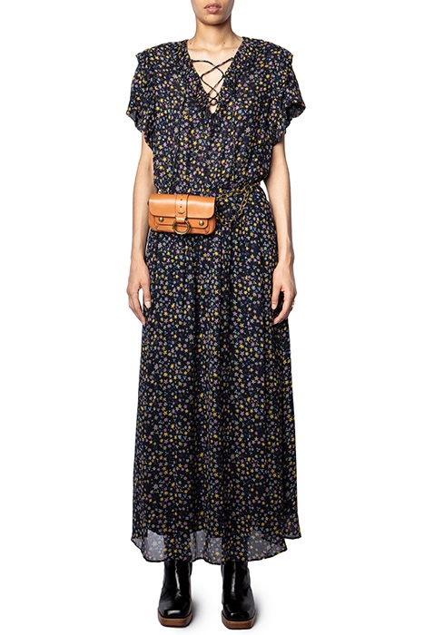 RAINY CRINKLE PRINT ETOILES ROBE ENCRE 1