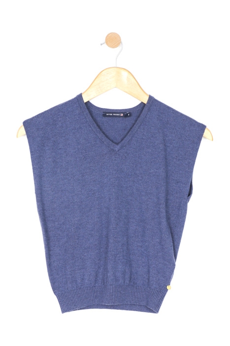 V-NECK PONCHO BLUE 2