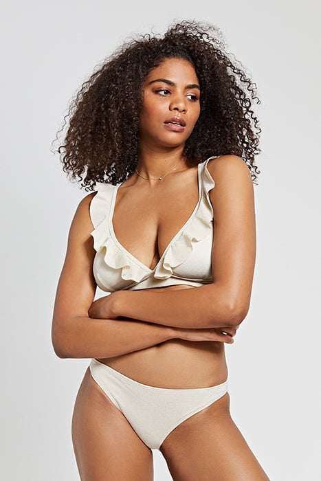 LADIES GLITTER BOBBY RUFFLE TRIANGLE BIKINI WHITE 4