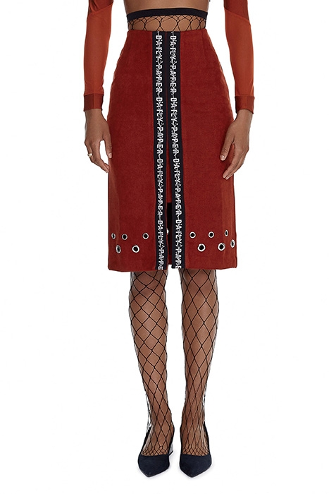 RUSTY RED MAXIME EYELET SKIRT 1