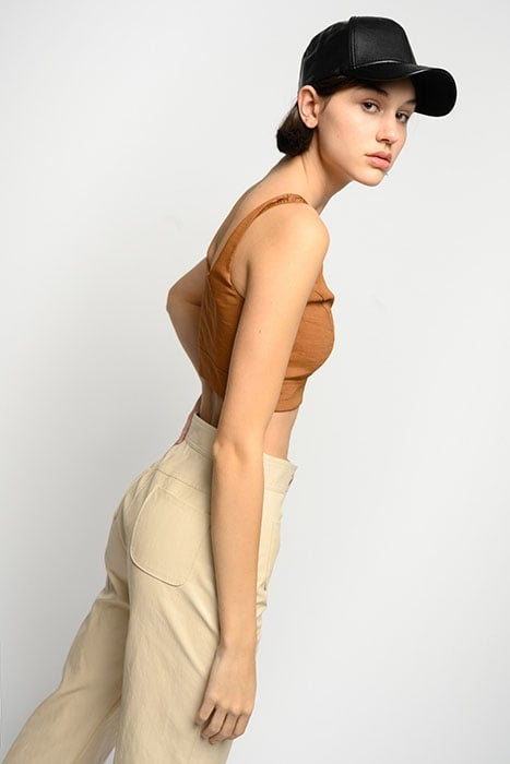 REGALE TOP TELA DI LINO/VISCOS BROWN 3