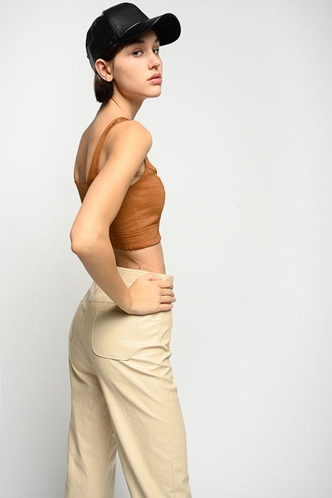 REGALE TOP TELA DI LINO/VISCOS BROWN 5