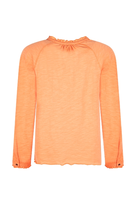 PENELOPE FRILL NECK JERSEY TOP DARK CORAL 2