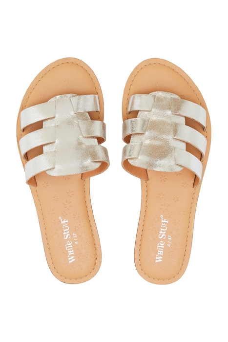 CUT OUT LEATHER SLIDER SLV TN MET 3