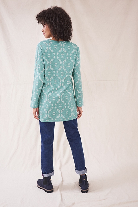 HALLIE JERSEY TUNIC TEAL MULTI 3