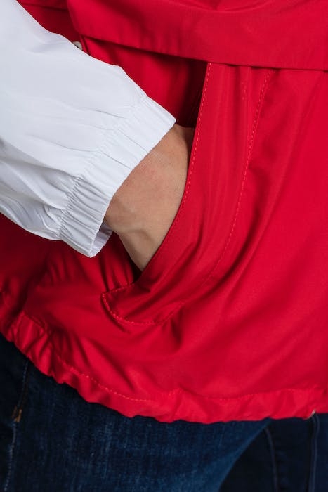 LADIES 3-TONE OVERSIZE WINDBREAKER NAVY/WHITE/FIRE RED 7