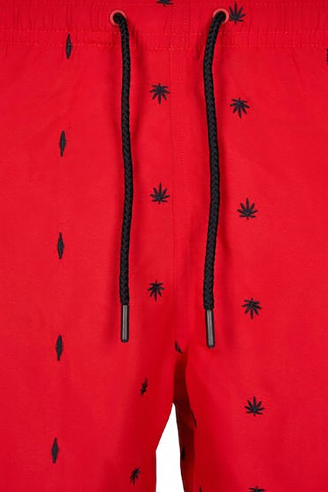 EMBROIDERY SWIM SHORTS LEAF/FIRERED/NAVY 5