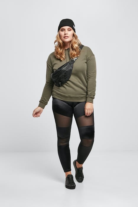 LADIES SHINY TECH MESH LEGGINGS BLACK 4