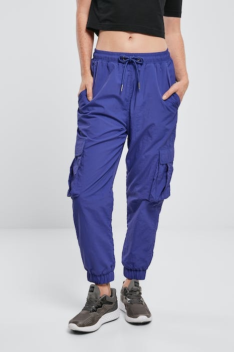 LADIES HIGH WAIST CRINKLE NYLON CARGO PANTS BLUEPURPLE 2