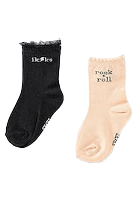BABY GIRLS' BLACK AND POWDER PINK SOCKS 2