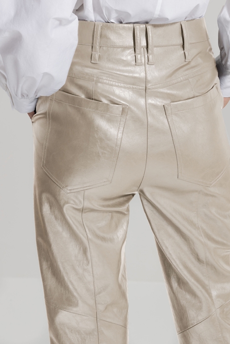 TAPERED FAKE LEATHER TROUSERS GREIGE 5