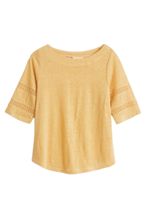 ROBIN LINEN JERSEY TOP MID YELLOW 1