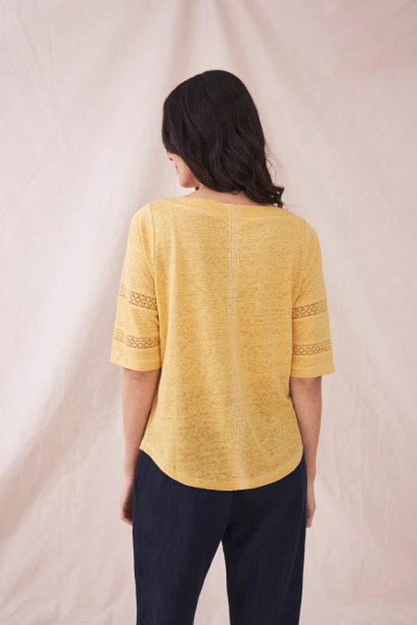 ROBIN LINEN JERSEY TOP MID YELLOW 3