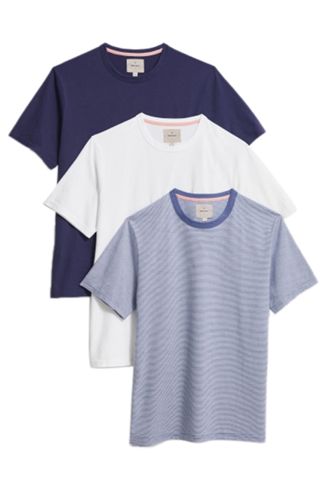 3-PACK PLAIN STRIPE T SHIRT BLUE MULTI 1