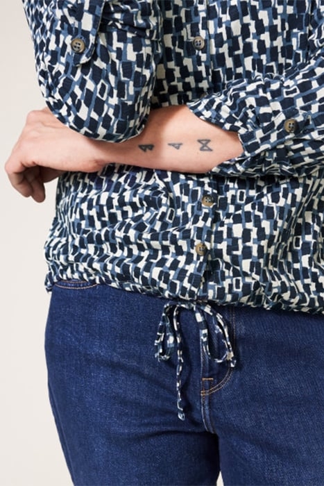 TIA TIE HEM JERSEY SHIRT NAVY PRINT 4