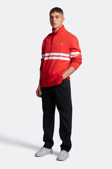 STRIPED FUNNEL NECK SWEAT FIRE RED 3