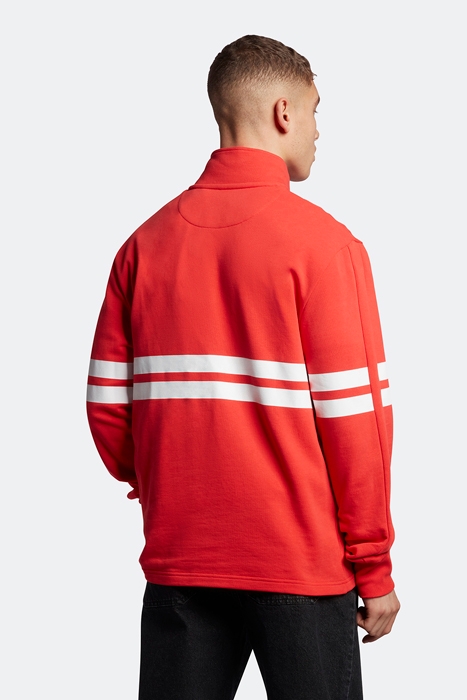 STRIPED FUNNEL NECK SWEAT FIRE RED 2