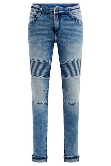 JONGENS SKINNY FIT JEANS MET BIKERDETAILS EN STRETCH BLUE 1