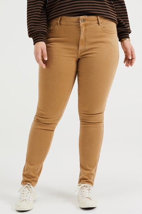 LADIES SKINNY FIT JEANS - CURVE LIGHT BROWN 2