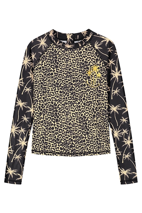 GIRLS TESS RASH TEE VACATION PALM BLACK 1