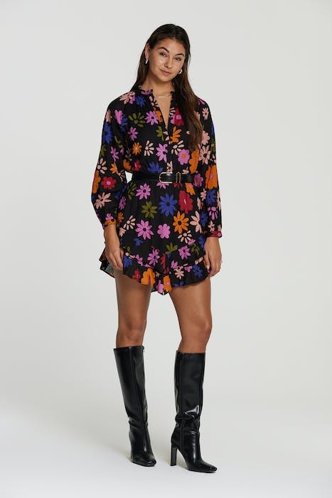 LADIES ROUEN DRESS RETRO FLOWER 3