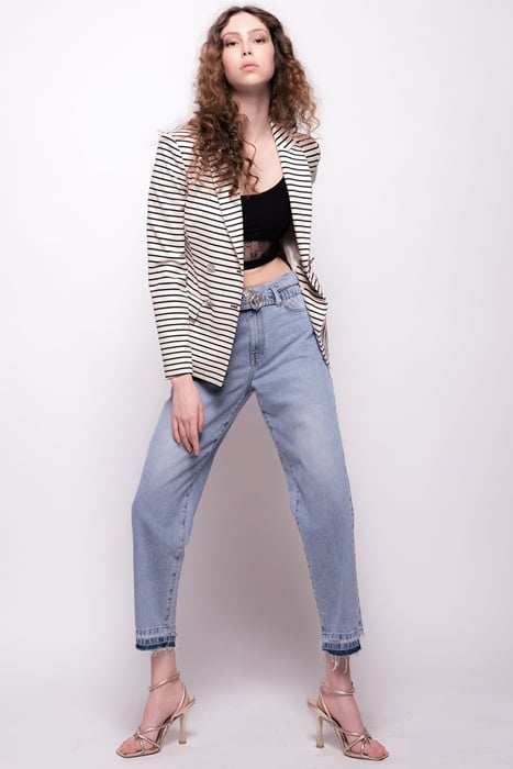 ASSAGO GIACCA PUNTO ROMA RIGAT ECRU/NAVY BLUE 4