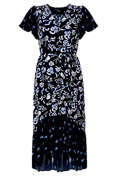 BHELLE MIX REC DEL MIDI DRESS INDIGO MULTI 4