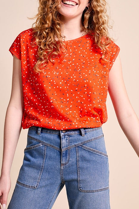 MADAM - CORAL T-SHIRT WITH SPARKLE PRINT 1