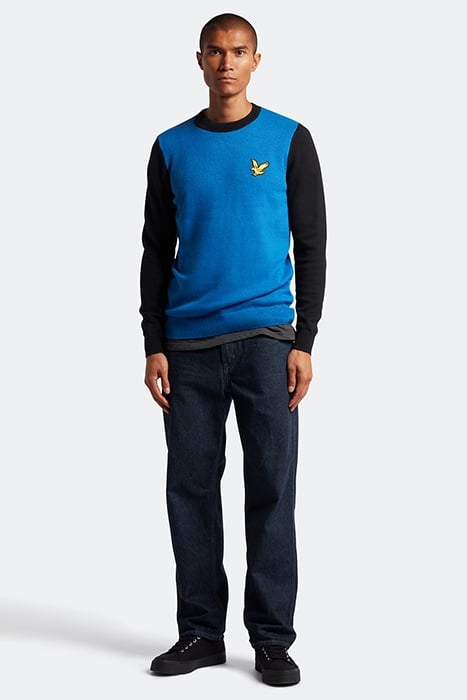 BLOCK MARL CREW NECK BRIGHT BLUE MARL/JET BLACK 3