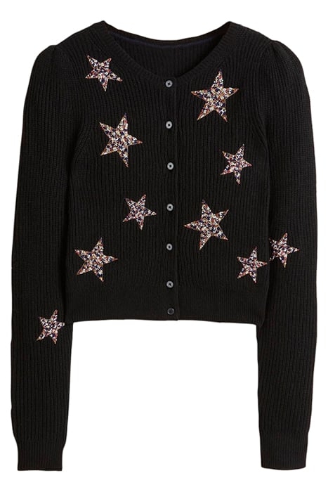 EMBELLISHED RIBBED CARDIGAN BLK 6