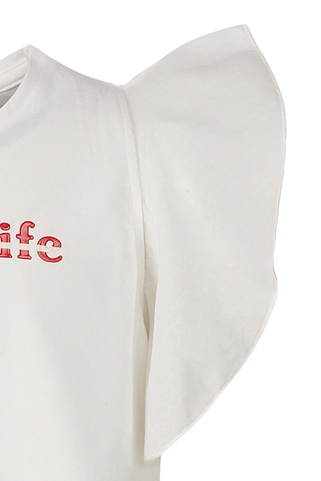 FANCY CREW NECK TEE WOVEN SLV WHITE 2