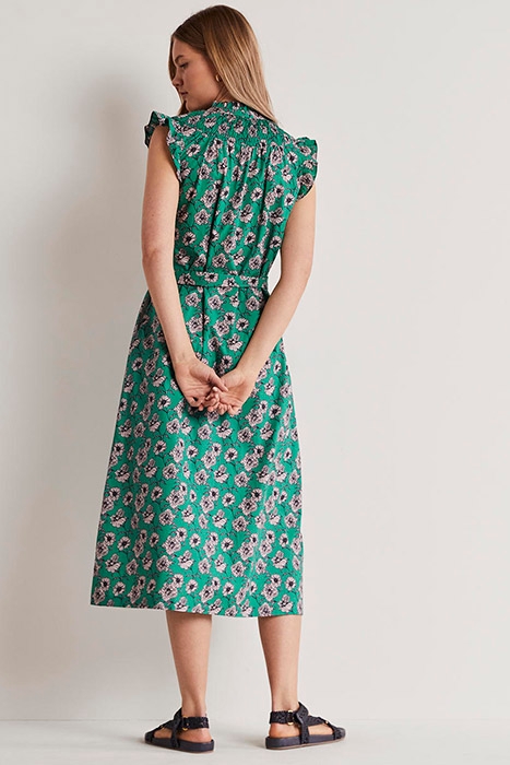 JANE SMOCKED MIDI SHIRT DRESS BLU 2