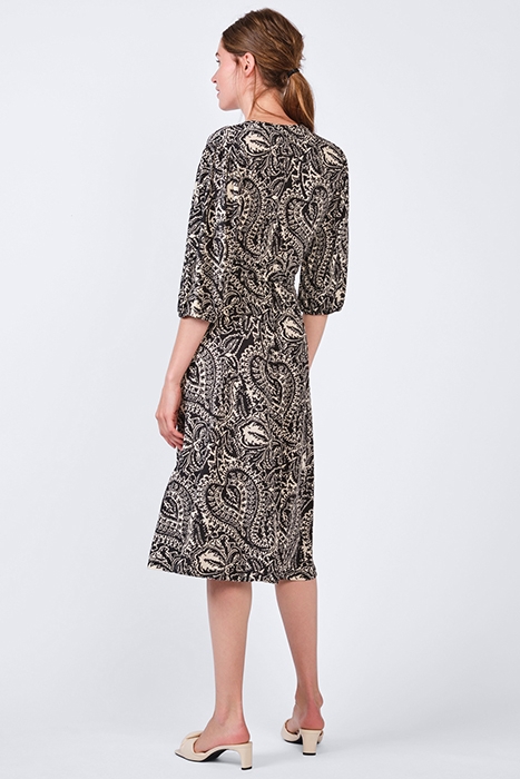WRAP DRESS IKAT PAISLEY ON JERSEY BLACKS 3