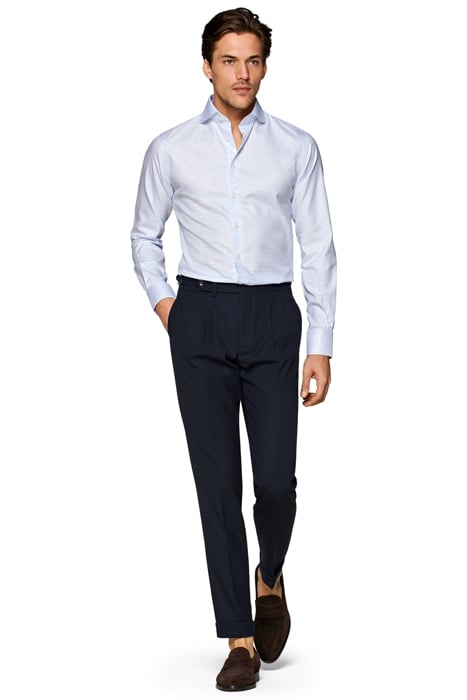 Light Blue Checked Extra Slim Fit Shirt 5