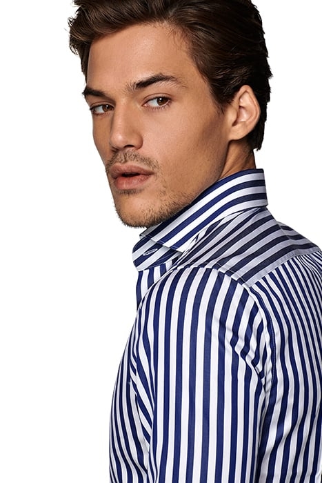 NAVY STRIPED TWILL EXTRA SLIM FIT SHIRT 7