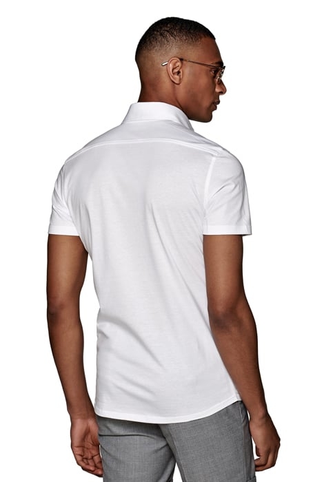 White Jersey Extra Slim Fit Short Sleeve Popover 3