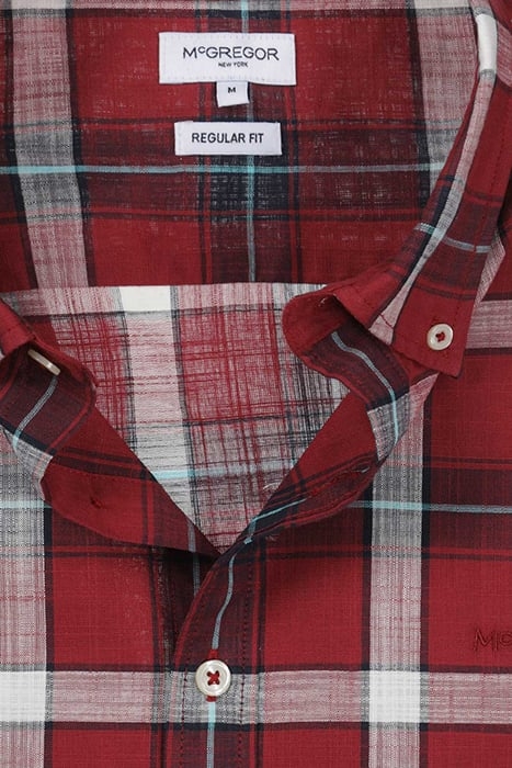 COTTON CHECK SHIRT L/S RF DARK RED 4