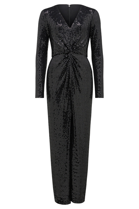 LARISSA METALLIC TWIST MIDI DRESS BLACK AND SILVER SPOT 5