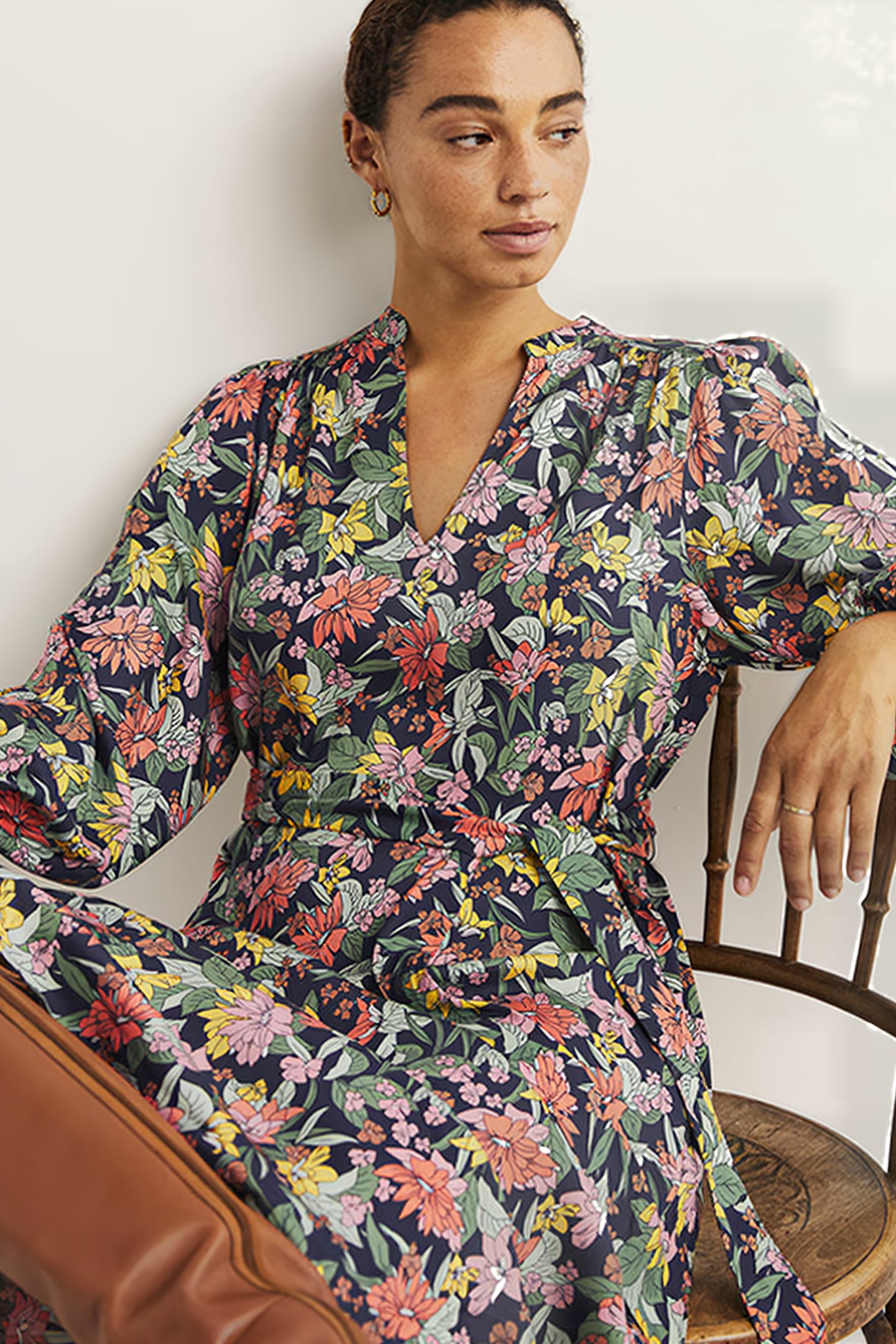 NOTCH NECK BLOUSON MIDI DRESS MUL 3