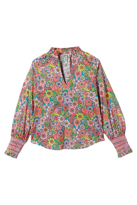 SMOCKED CUFF PRINTED TOP PIN 5