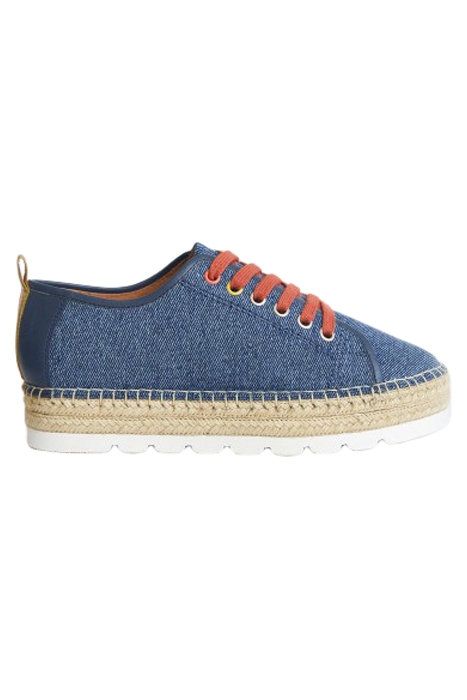 ESPADRILLE LACE UP FLATFORMS CHAMB BLUE 1